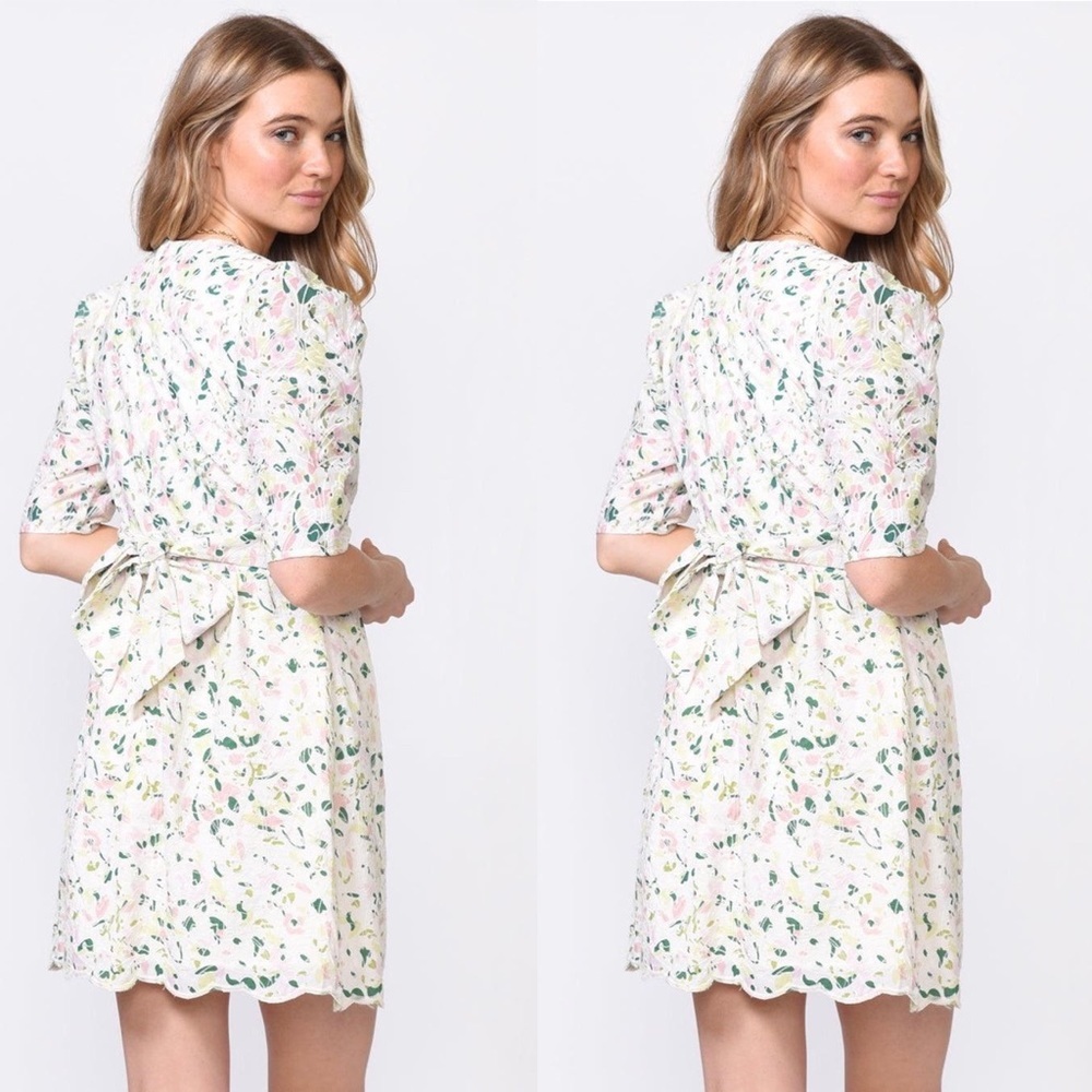 NWT Adelyn Rae Denise Cotton Eyelet Floral Puff Sleeve Mini Dress, Pink - Picture 4 of 6
